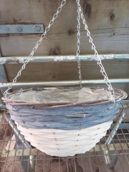 30CM Dipped Grey/White Empty Hanging Basket.