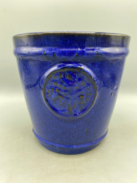 *50% OFF* Luxurious Blue Glazed Long Tom Pot With Tree Emblem *LONDON, SOUTH EAST ENGLAND ONLY* (Woodlarks Delivery)