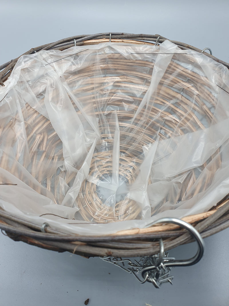 28CM brown rattan empty hanging basket.