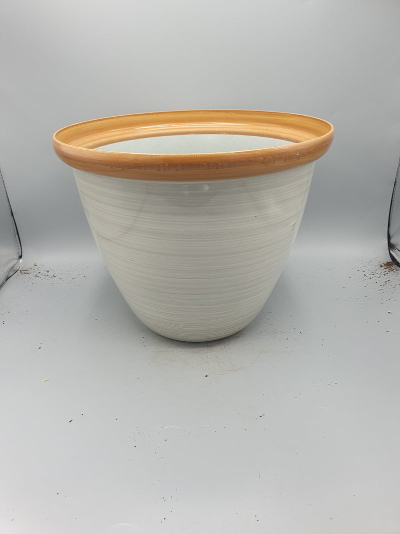 12" Cream & Beige Empty Plastic Planter