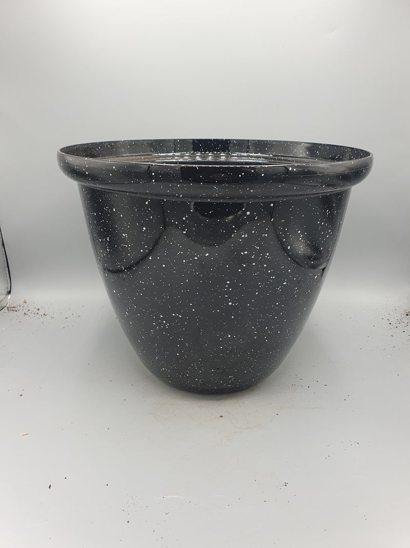 12" Black Granite Plastic Empty Planter