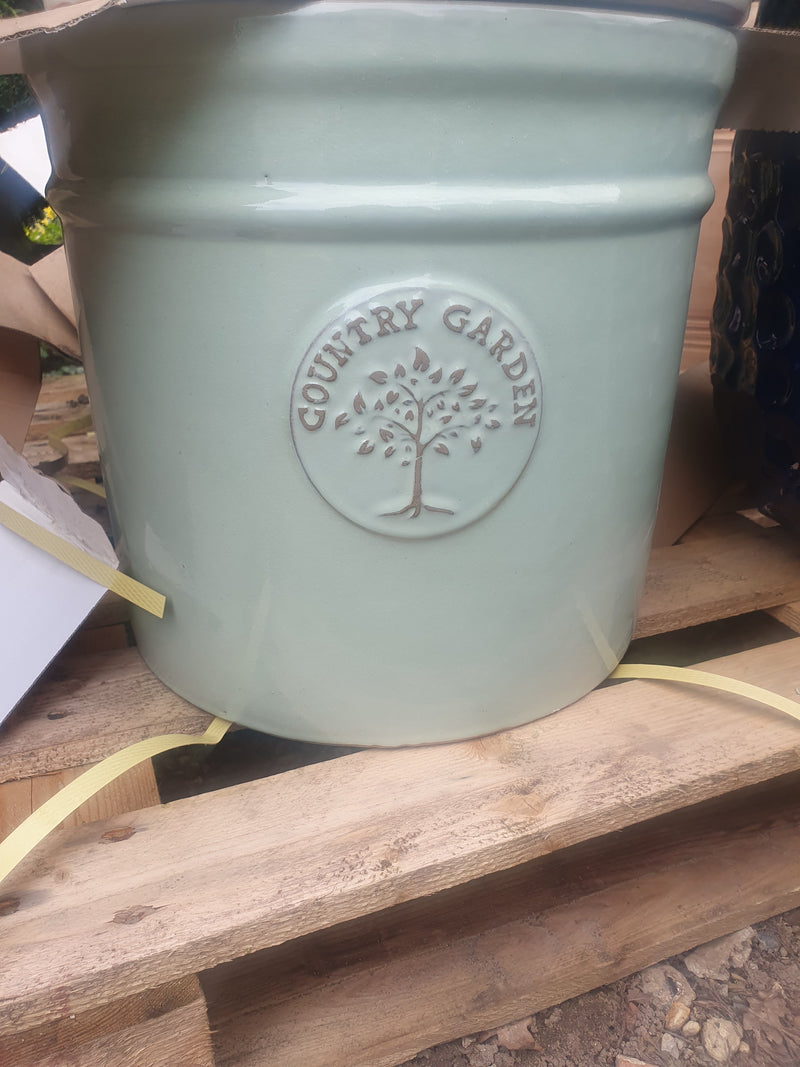 Sage Green Cylindrical Glazed Pot *Woodlark Delivery only*