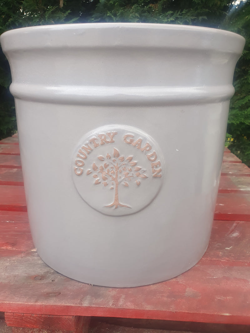 Misty Grey Cylindrical Glazed Pot *LONDON & SOUTH EAST DELIVERY ONLY*