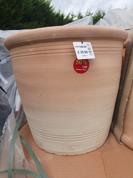 Terracotta Stripped Long Tom Pot Empty *LONDON & SOUTH EAST DELIVERY ONLY*