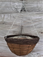 12” Woodland Round empty hanging basket.