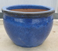 Deep Blue Fish Bowl Shaped Glazed Pot