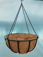 Empty Hanging Basket wrought iron, with coco liner 18"