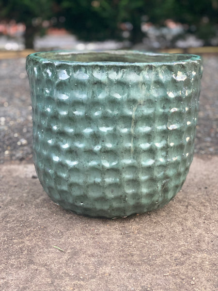 Extravagant Green Glazed Bobble Pots