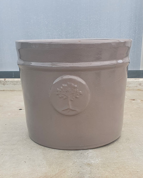 Misty Grey Cylindrical Glazed Pot